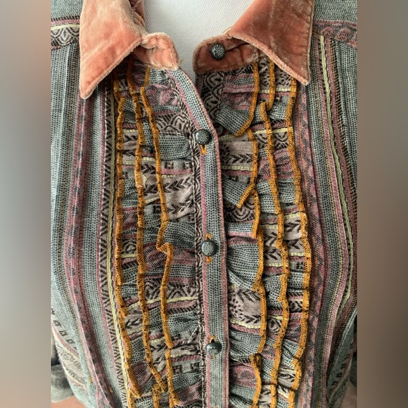 Aratta Silent Journey Mixed Fabric Button Up Dress M - Picture 6 of 8